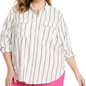 Ava & Viv Long Sleeve Utility Button-Down Shirt